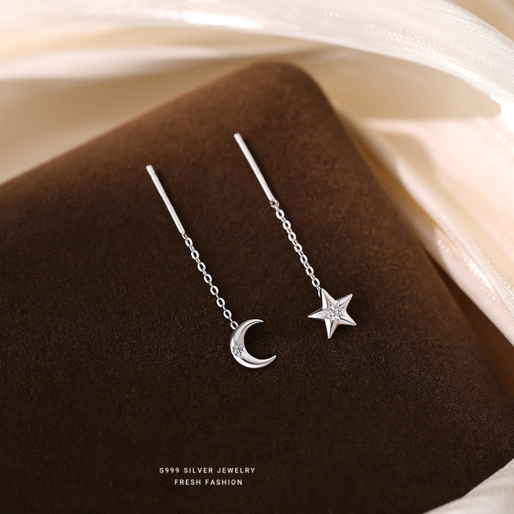 C廠 韓國韓版不對稱星月S999純銀耳線 批發 折扣@洽客服 24.11.W2「E3999-999」