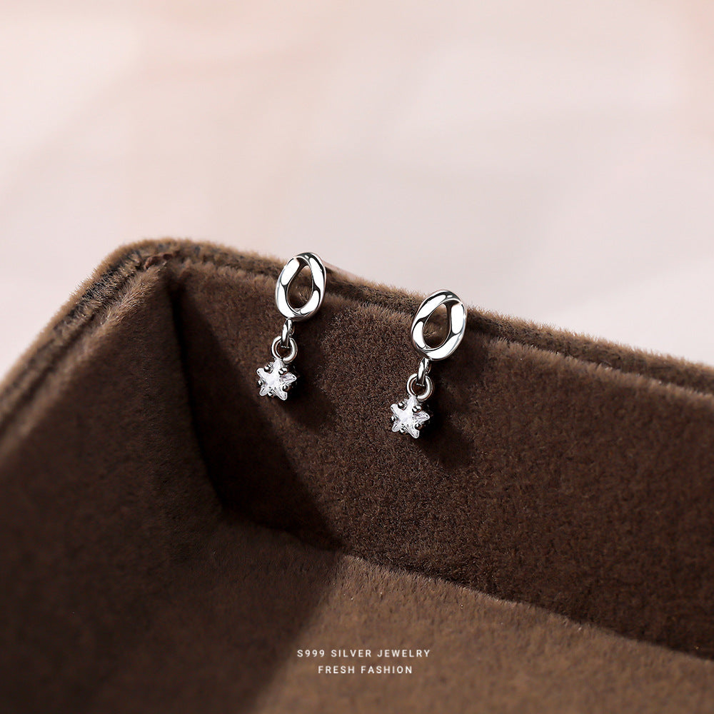 C廠 S999足銀 ｜五角星鋯石莫比烏斯耳環 批發 折扣@洽客服 26.01.W2「E3184」