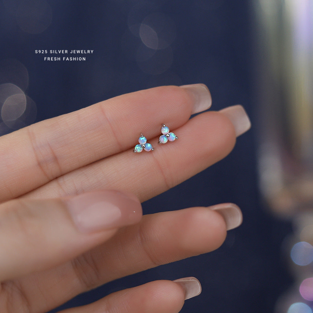 C廠 韓國韓版炫彩三瓣花S925純銀耳環 批發 折扣@洽客服 24.11.W2「E5769」