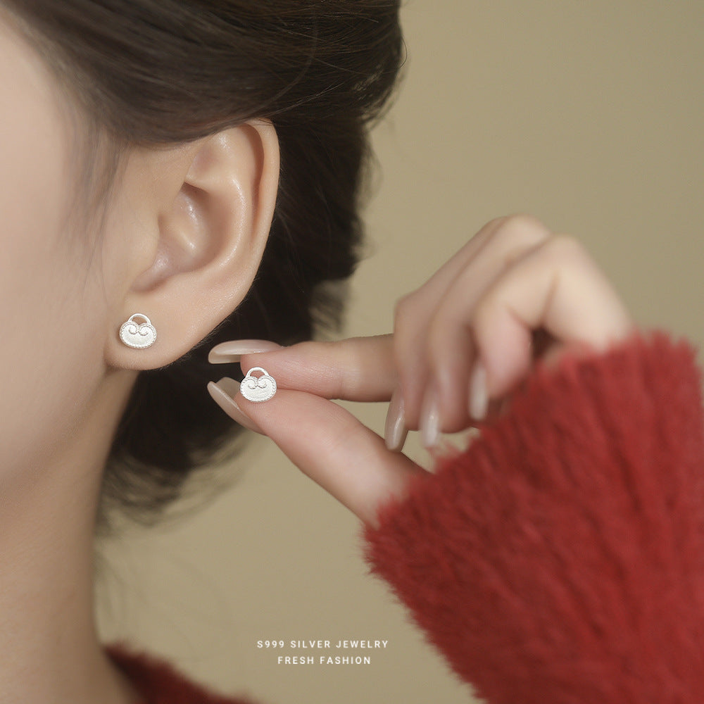 C廠 S999純銀｜韓國韓版如意平安鎖耳環 批發 折扣@洽客服 26.02.W3「E6188」