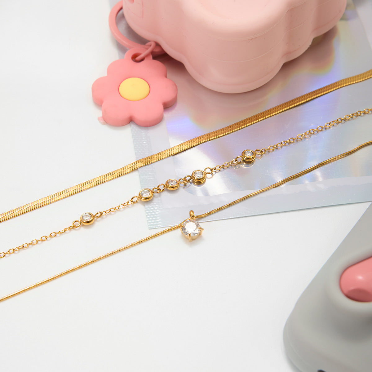 B廠 歐美款 VIOLET 鈦鋼鍍18K金 3層項鍊 批發 折扣@洽客服 25.11.W2 「JDN0308010」