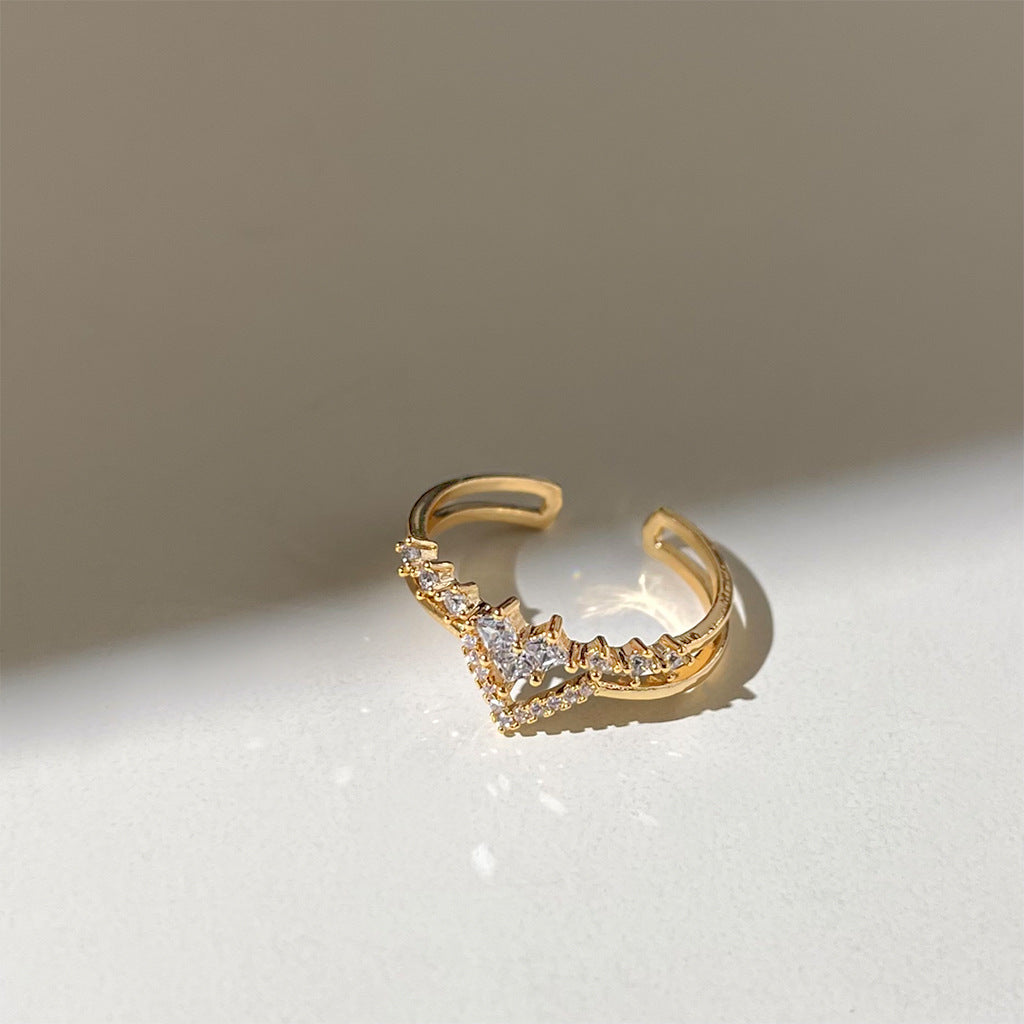 A廠 日韓款輕奢皇冠鋯石銅鍍18k金戒指 批發 折扣@洽客服 25.11.W4「2942」