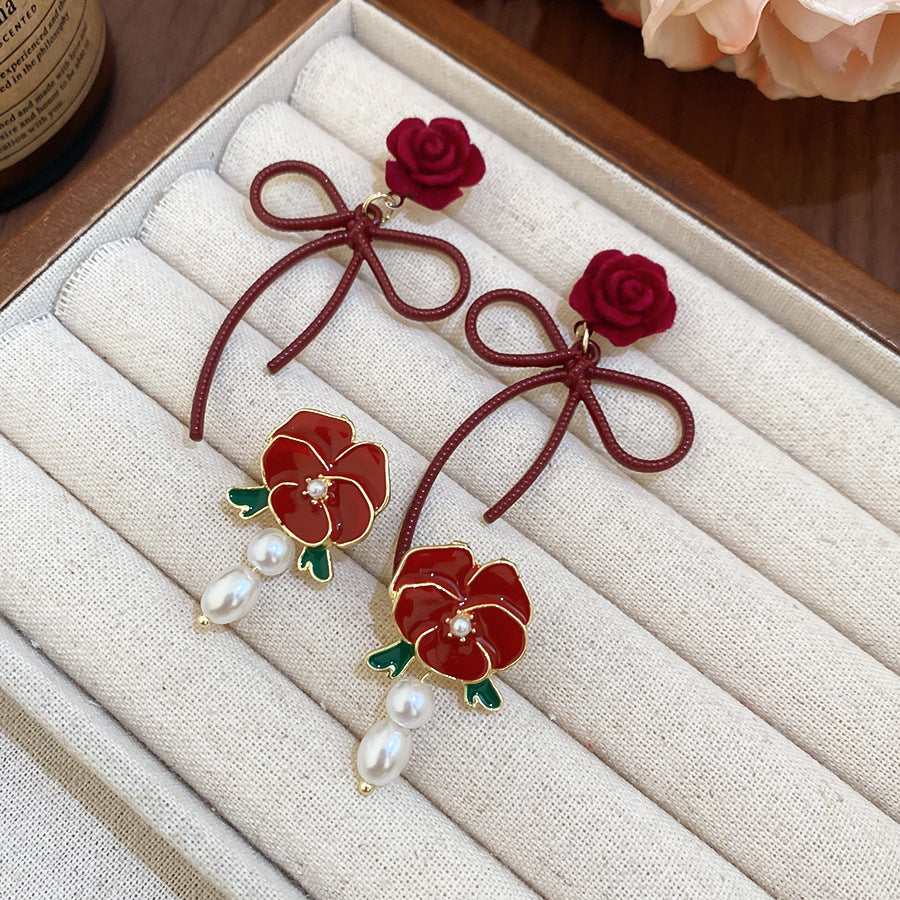 A2廠 韓國韓版玫瑰花蝴蝶結珍珠銀針耳環 批發 折扣@洽客服 25.10.W5「HE28841-HE28842」