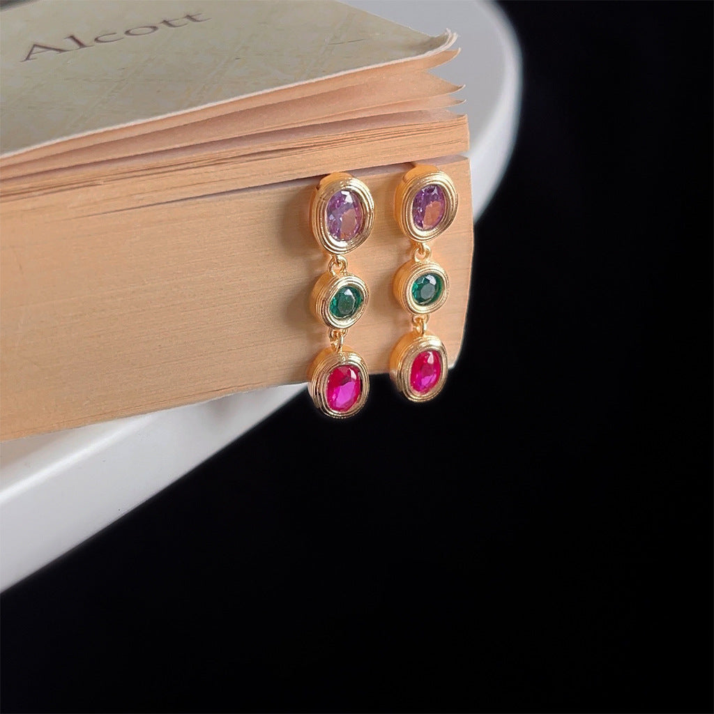 A廠 日韓款浪漫彩色鋯石銀針耳環 批發 折扣@洽客服 25.11.W4「3556」