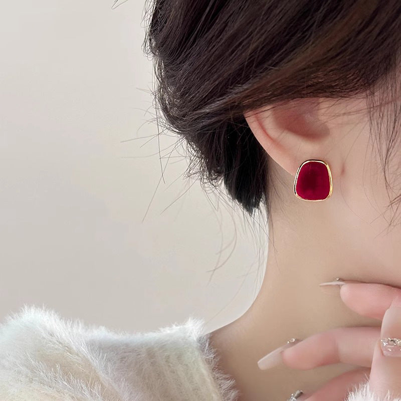 A2廠 日韓款植絨幾何圓方銀針耳環 批發 折扣@洽客服 25.11.W4「WE4952」