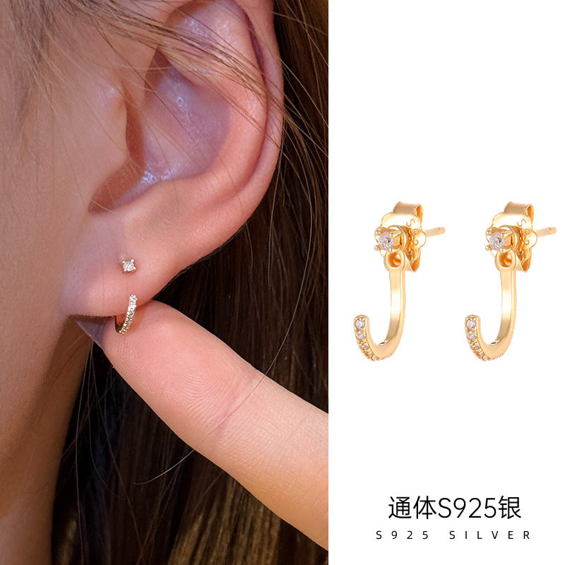 C廠 韓系 後掛式C型S925純銀耳環批發 折扣@洽客服 26.08.W1「ES3828」
