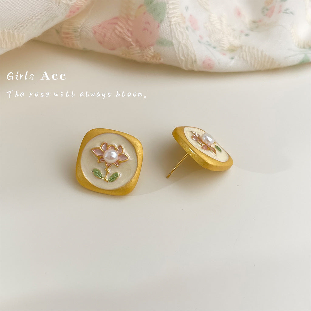A廠 日韓款油畫感浮雕花朵銀針耳環批發 折扣@洽客服 26.09.W3「4758-4759」
