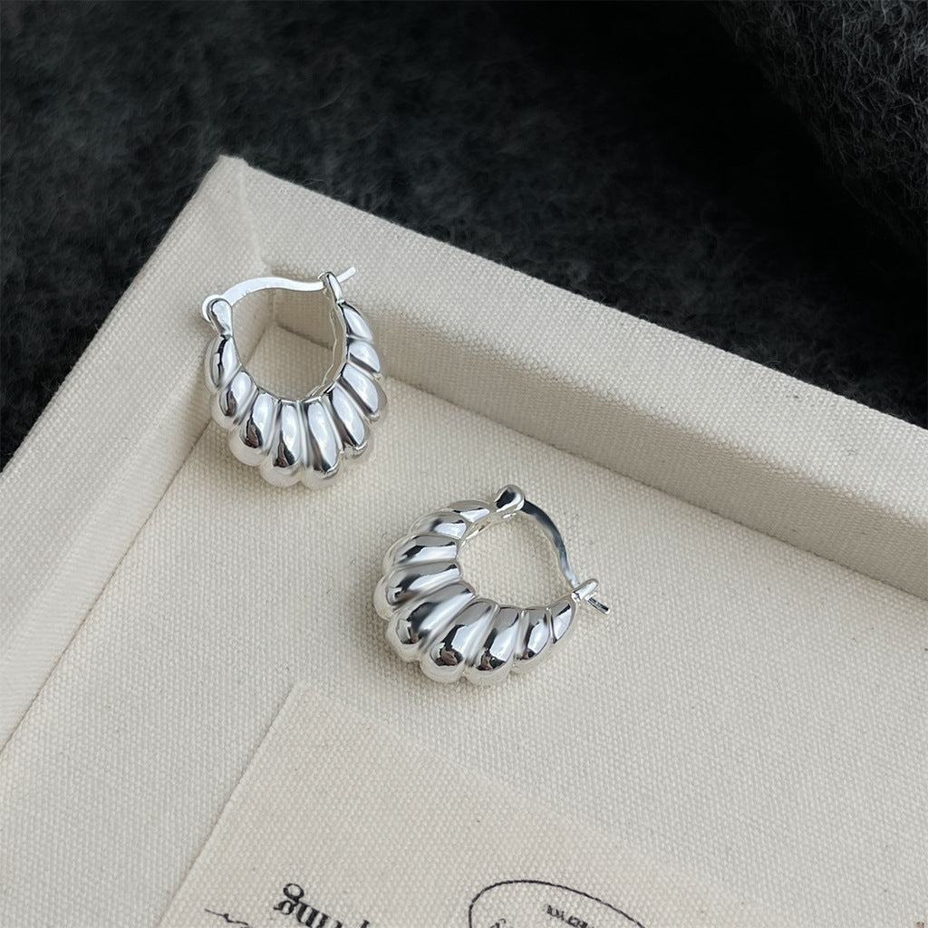 A廠 日韓款牛角包銀針耳環 批發 折扣@洽客服 25.12.W2「4662」