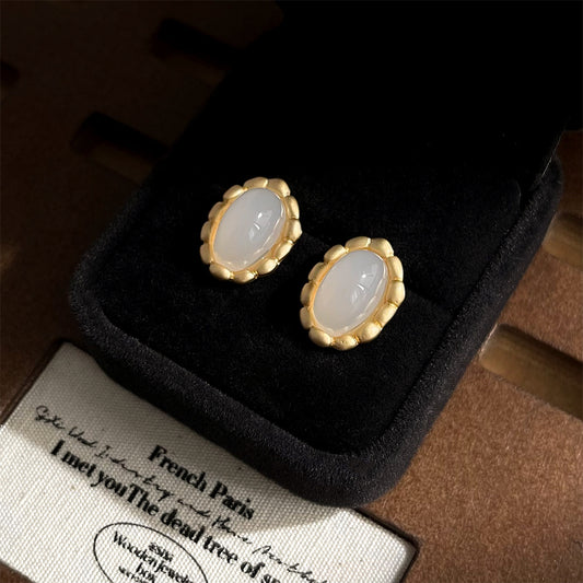 A廠 日韓款極簡主義啞金橢圓銀針耳環 批發 折扣@洽客服 25.11.W4「4806」