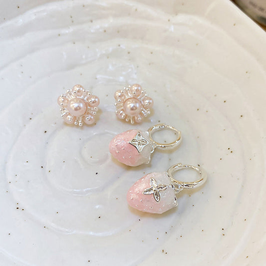 A2廠 韓國韓版 優雅鋯石花圓珍珠耳環批發 折扣@洽客服 26.03.W2「HE31025HE31026-」