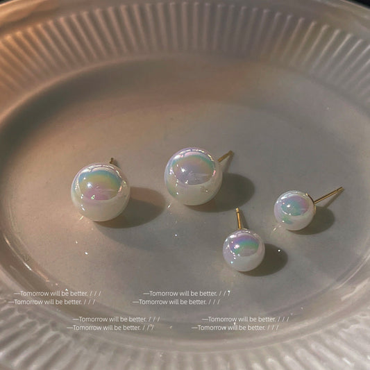 A廠 環保銅 ｜ 韓系系彩色人魚姬珍珠銀針耳環 批發 折扣@洽客服 26.01.W3「690-691」