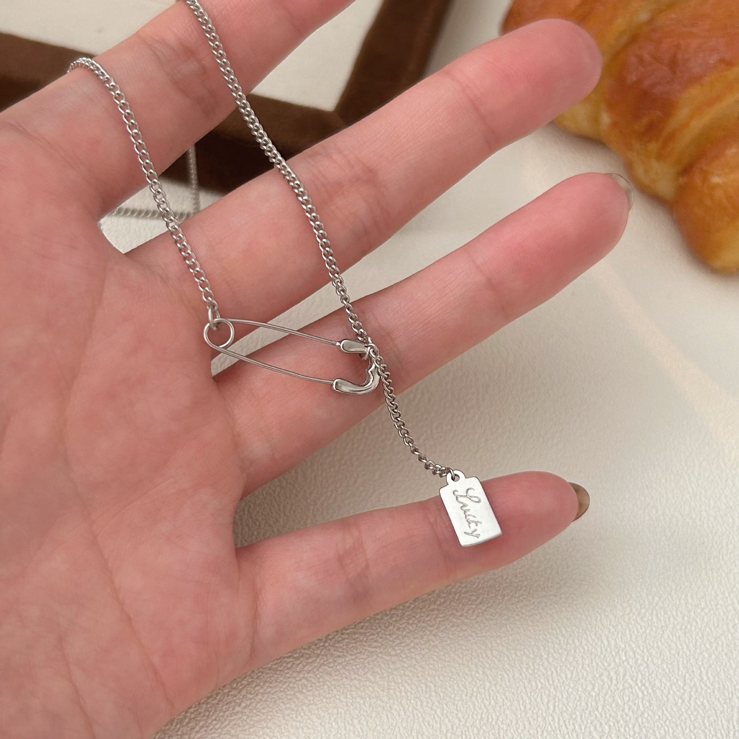 C3廠 韓版重工別針S925純銀項鍊 批發 折扣@洽客服 25/11.W4「xl075-1」