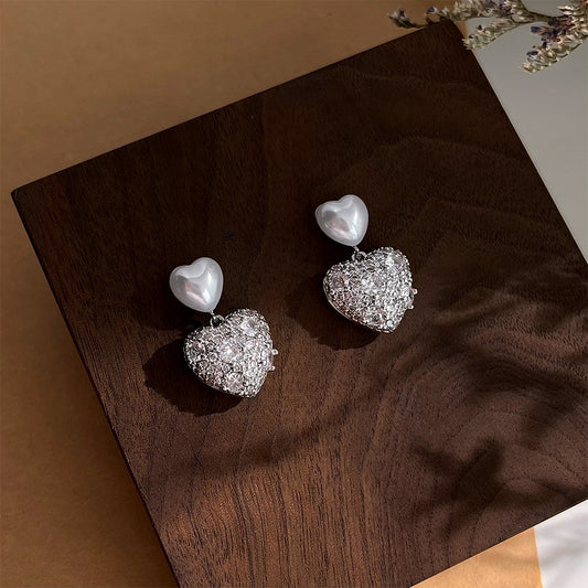 A廠 日韓款重工鋯石愛心銀針耳環 批發 折扣@洽客服 25.11.W4「4839」