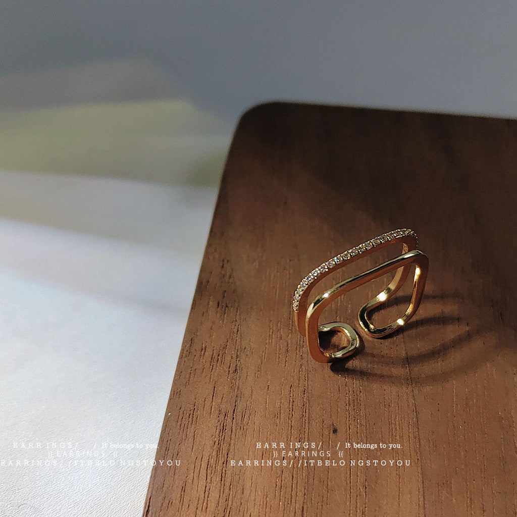 A2廠 日韓款小方戒！鋯石雙層幾何銅鍍18K金戒指 批發 折扣@洽客服 25.12.W1「A-768」