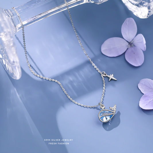 C廠 韓國韓版藍色鯨魚S999純銀項鍊  批發 折扣@洽客服 25.12. W2「A4752」