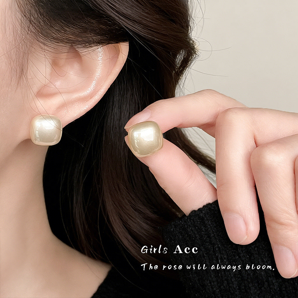 A廠 銅｜日韓款立體方形珍珠銀針耳環 批發 折扣@洽客服 26.02.W3「5869-5872」