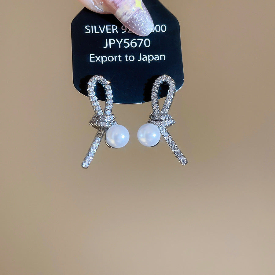 A2廠 韓國韓版鋯石打結珍珠銀針耳環 批發 折扣@洽客服 25.12.W1「WE5268」