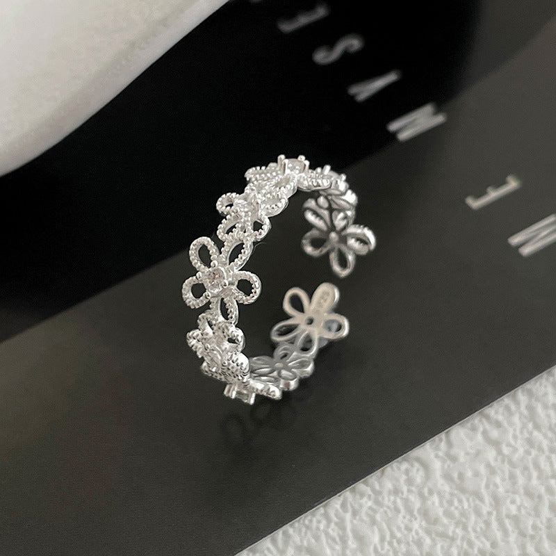 C廠 韓系 蕾絲鏤空花朵S925銀戒指批發 折扣@洽客服 26.06.W3「RS3406」