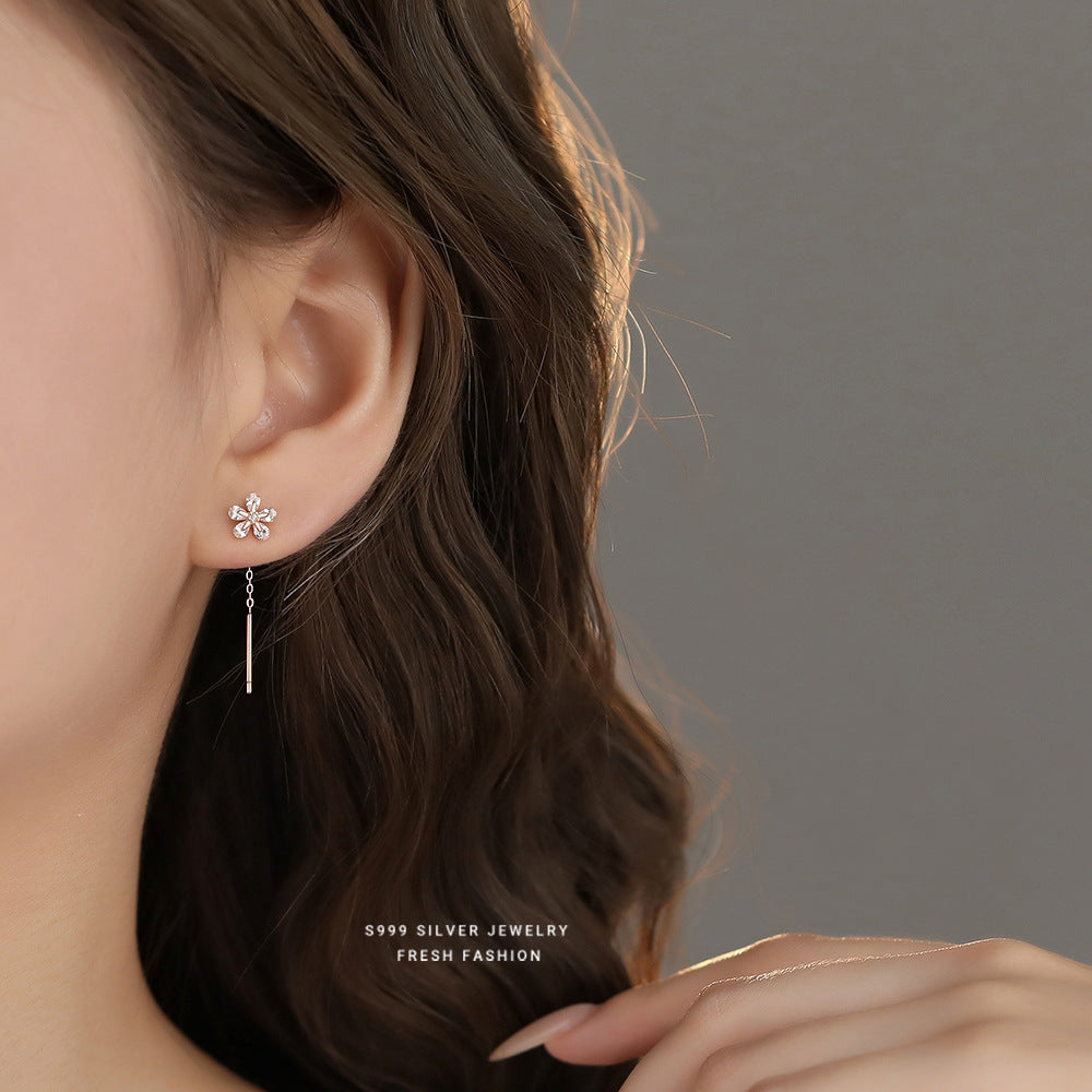 C廠 韓國韓版鋯石小花S999純銀耳線 批發 折扣@洽客服 24.11.W2「E2916」