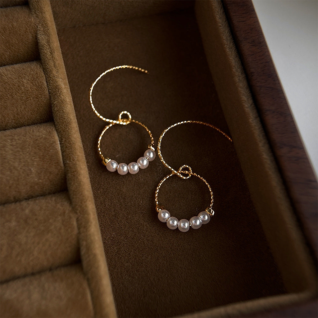 A廠 日韓款 小香風環珍珠銀針耳環 批發 折扣@洽客服 25.10.W5「6782」