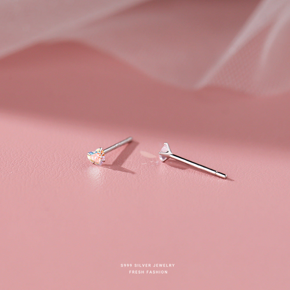 C廠 韓國韓版幻彩鋯石愛心S999足純銀耳環 批發 折扣@洽客服 25.10.W3「E3365」