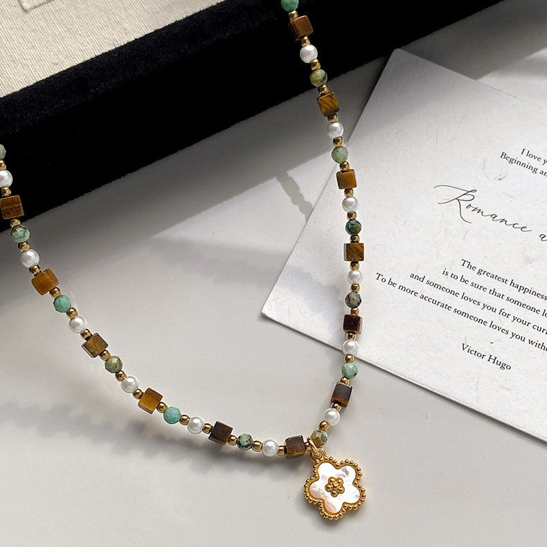 A2廠 韓國韓版鈦鋼珍珠花朵項鍊 批發 折扣@洽客服 25.11.W3「WN792」