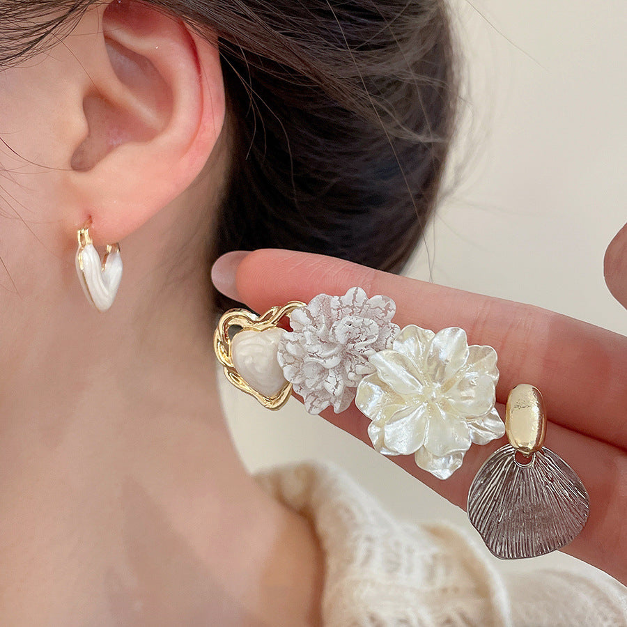 A2廠 鈦鋼｜【限量超值套組】滴油愛心花朵珍珠銀針耳環  批發 折扣@洽客服 26.01.W3「HE29804」