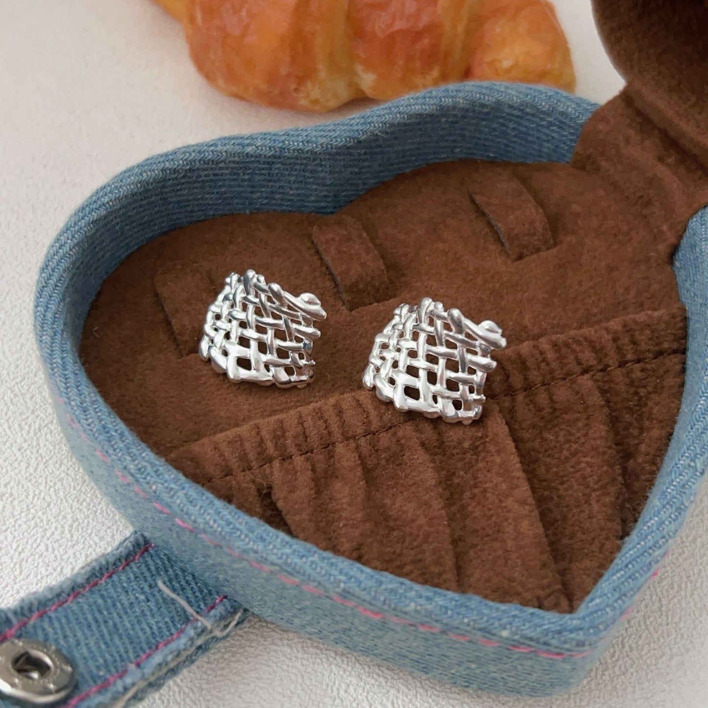 C3廠 韓版重工編制網格幾何S925純銀耳環 批發 折扣@洽客服 25/11.W4「HES012-1」