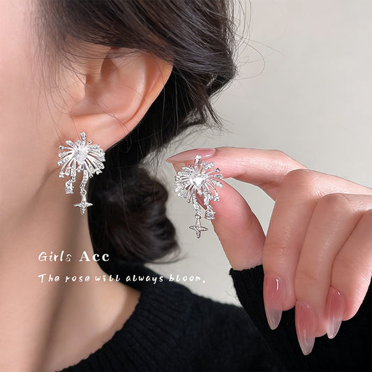 A廠 日韓款 璀璨煙火流蘇銀針耳環 批發 折扣@洽客服 26.03.W1「7022」