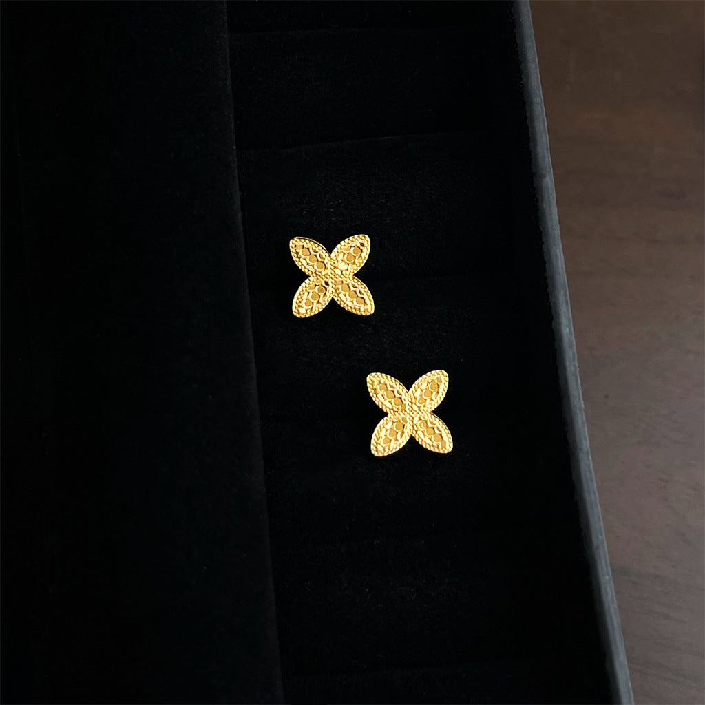 A廠 日韓款碎冰冰花朵鍍18k金銀針耳環 批發 折扣@洽客服 25.11.W4「6824」