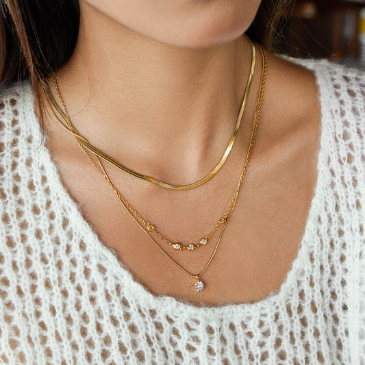 B廠 歐美款 VIOLET 鈦鋼鍍18K金 3層項鍊 批發 折扣@洽客服 25.11.W2 「JDN0308010」