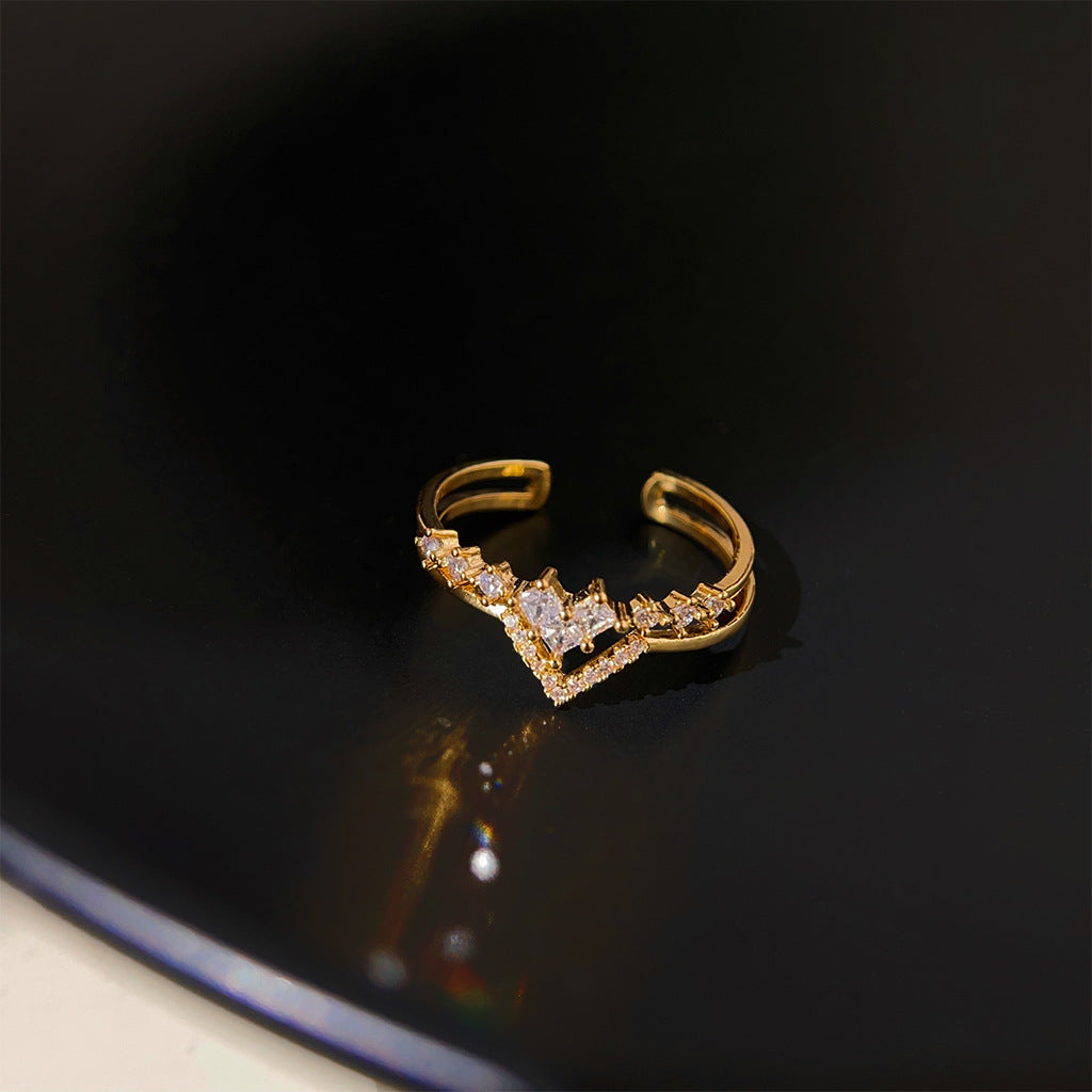 A廠 日韓款輕奢皇冠鋯石銅鍍18k金戒指 批發 折扣@洽客服 25.11.W4「2942」