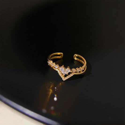 A廠 日韓款輕奢皇冠鋯石銅鍍18k金戒指 批發 折扣@洽客服 25.11.W4「2942」