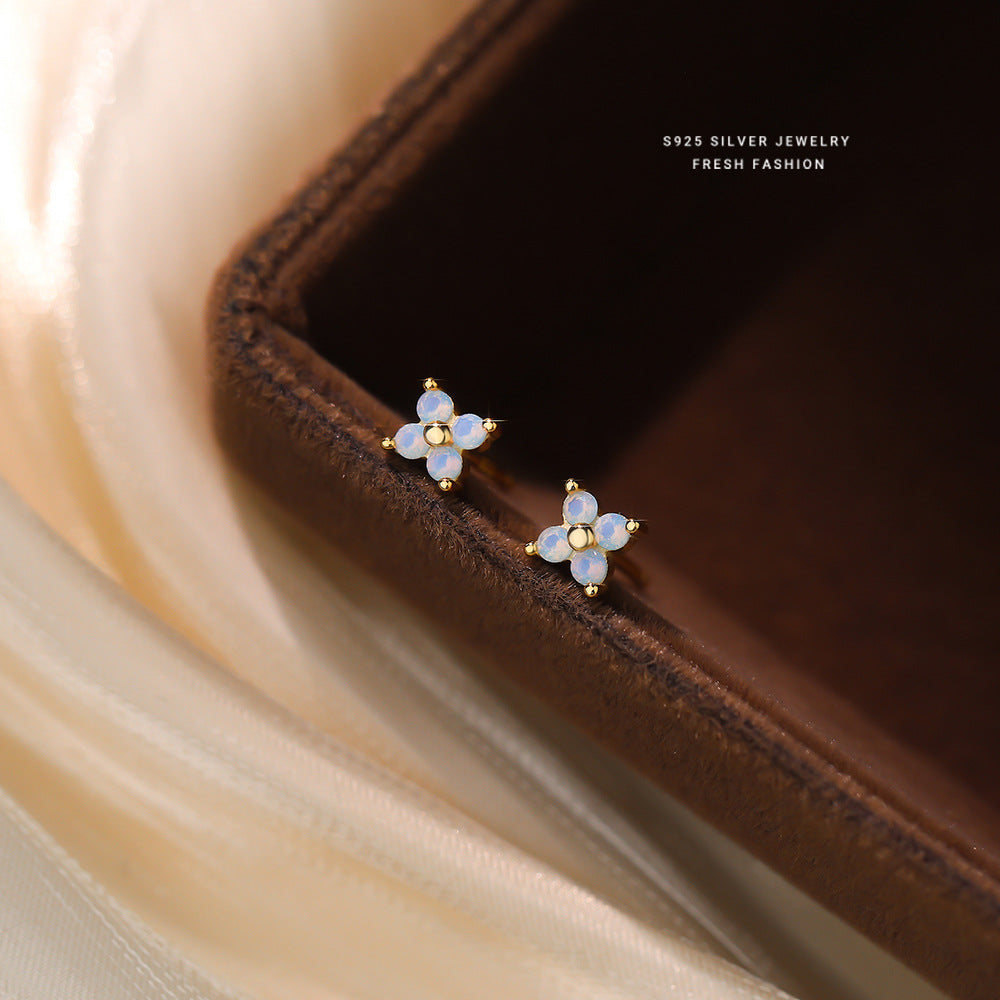 C廠 韓國韓版藍蛋白石小花朵S925純銀耳環 批發 折扣@洽客服 25.12. W2「E5850」