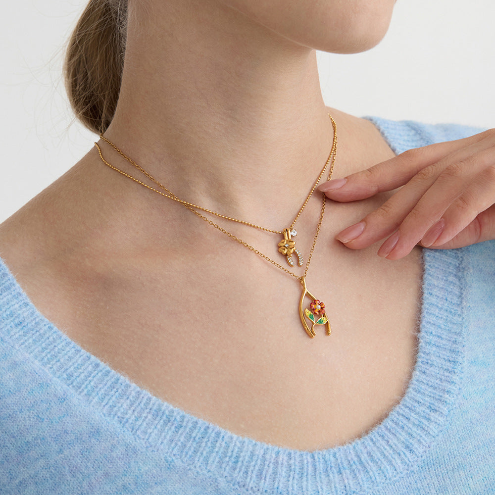 B廠 歐美款 鋯石四葉草 鈦鋼鍍18K金項鍊 批發 折扣@洽客服 25.10.W5「JDN0308026 JDN0308027」