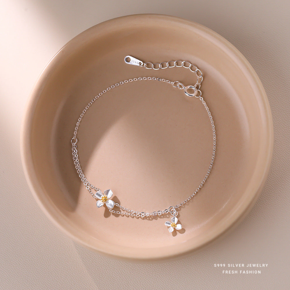 C廠 韓國韓版森林系梔子花S999純銀手鍊「L1260」