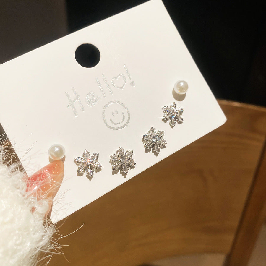 A2廠 銅｜【限量超值套組】鋯石雪花珍珠銀針耳環 批發 折扣@洽客服 26.01.W3「HE29684」