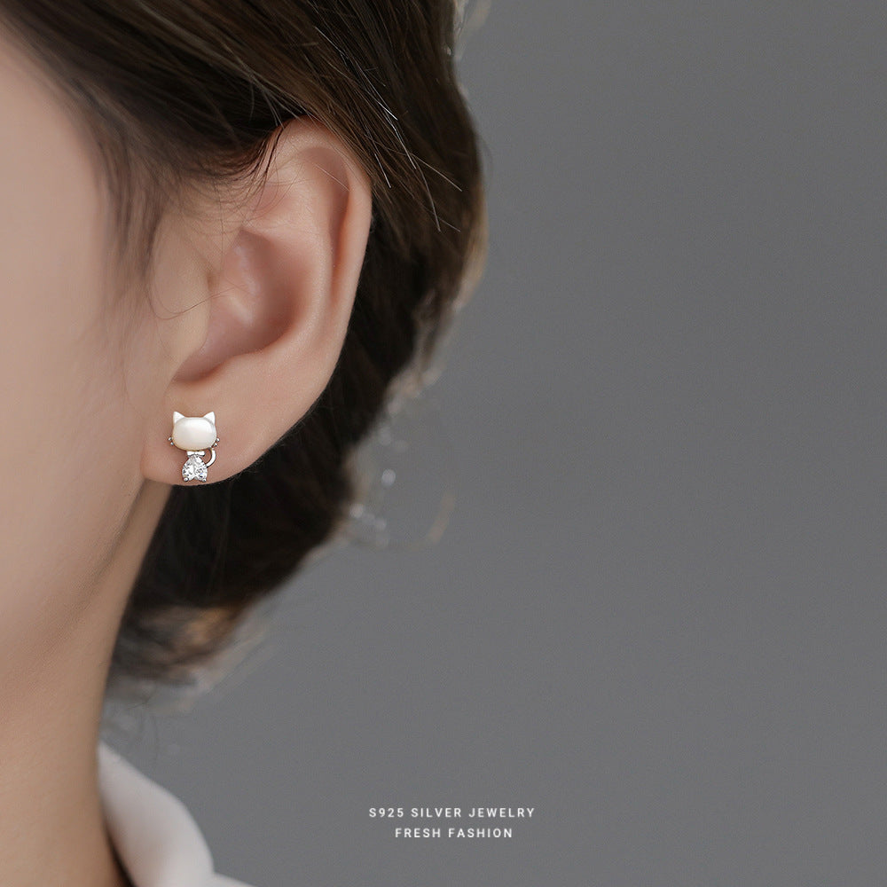 C廠 韓國韓版氣質甜美白貝貓咪耳環 批發 折扣@洽客服 26.01.W1「E5983」