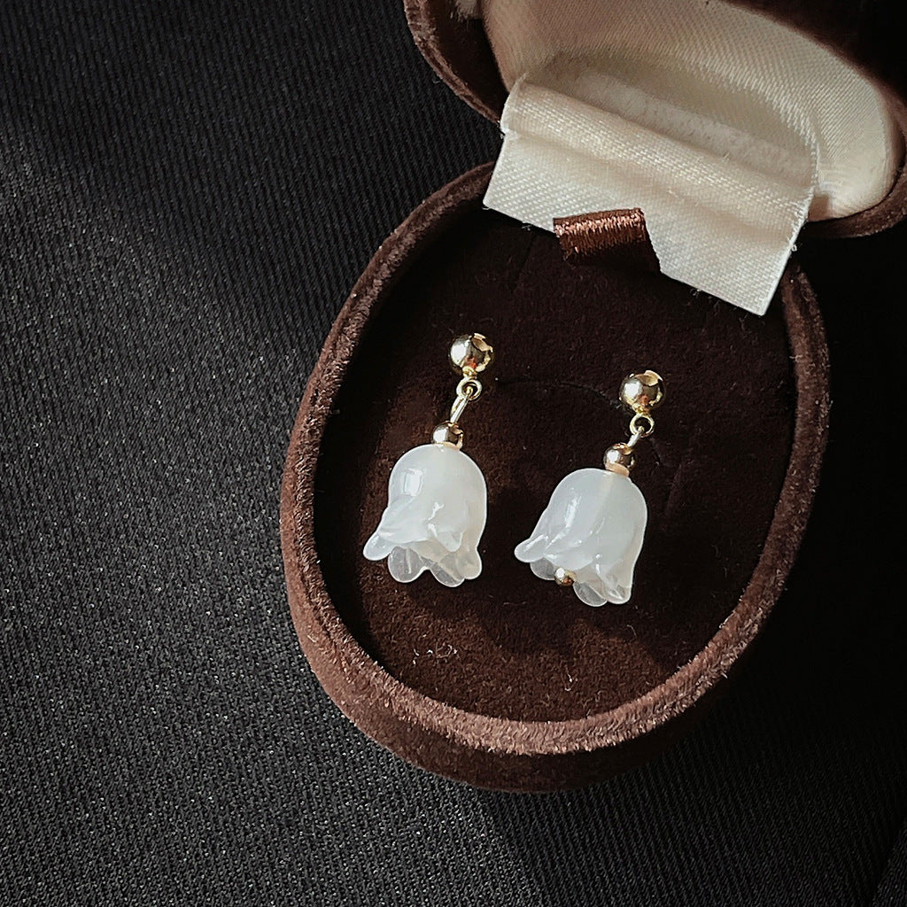 A廠 日韓琉璃花朵鬱金香銀針耳環批發 折扣@洽客服 26.03.W3「C-972」