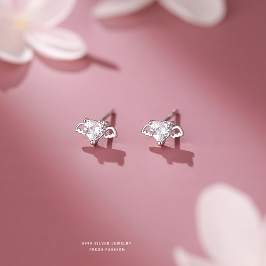 C廠 韓國韓版天使之翼愛心S999純銀耳環 批發 折扣@洽客服 25.11.26「E5807」