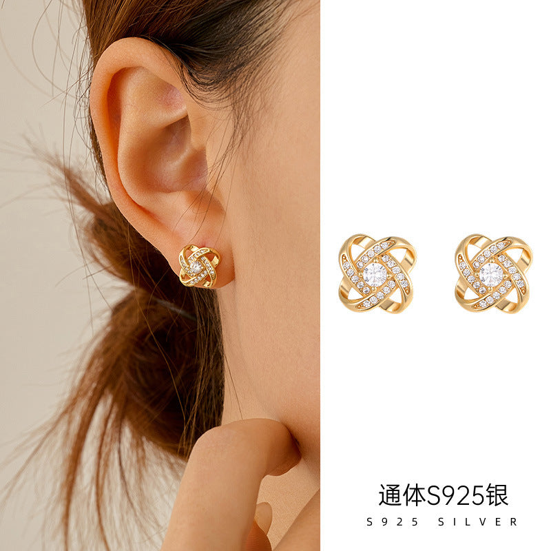 C廠 韓系滿鑽四葉草S925純銀耳環批發 折扣@洽客服 26.08.W2「ES3931」