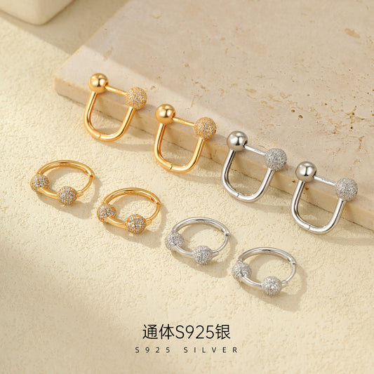C廠 滿鑽馬蹄扣S925純銀耳環批發 折扣@洽客服 26.07.W4「ES3757-ES3761」
