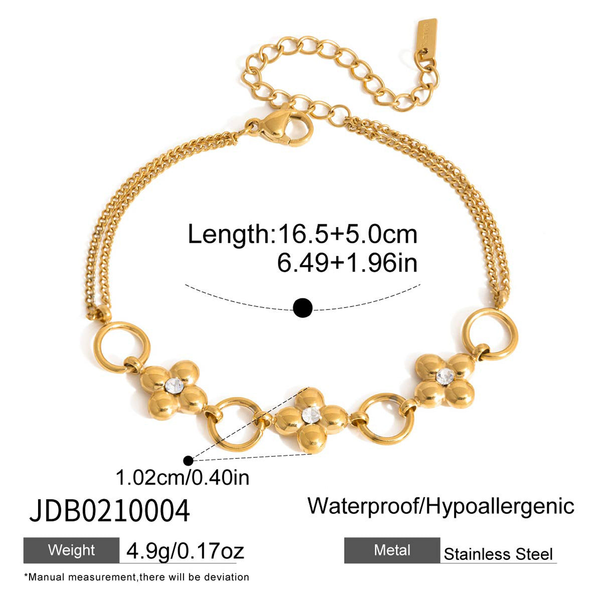 B廠 歐美款 四葉草鈦鋼鍍18K金手鍊 批發 折扣@洽客服 26.03.W1「JDB0210004」