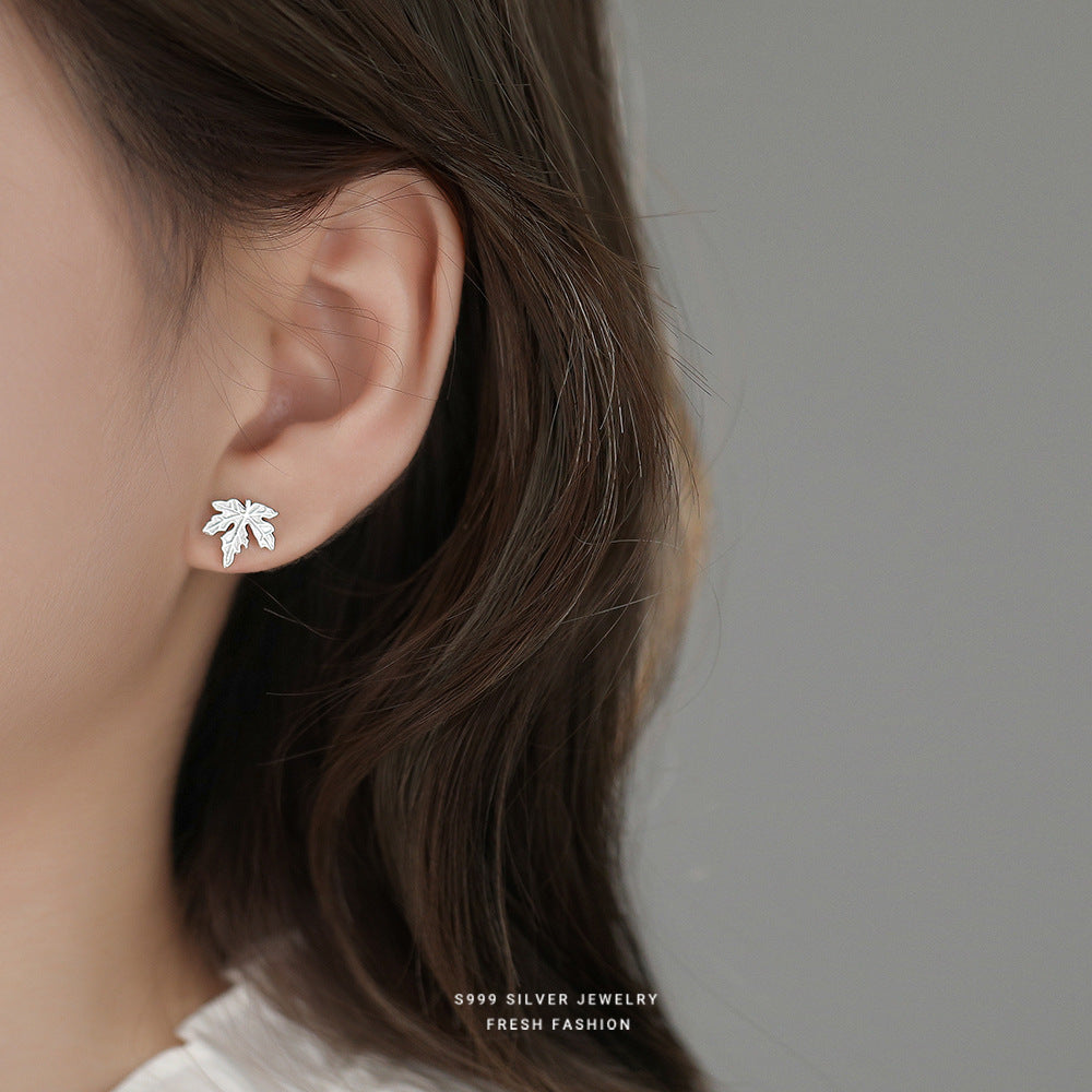 C廠 韓國韓版個性楓葉S999純銀耳環 批發 折扣@洽客服 25.11.26「F6483」
