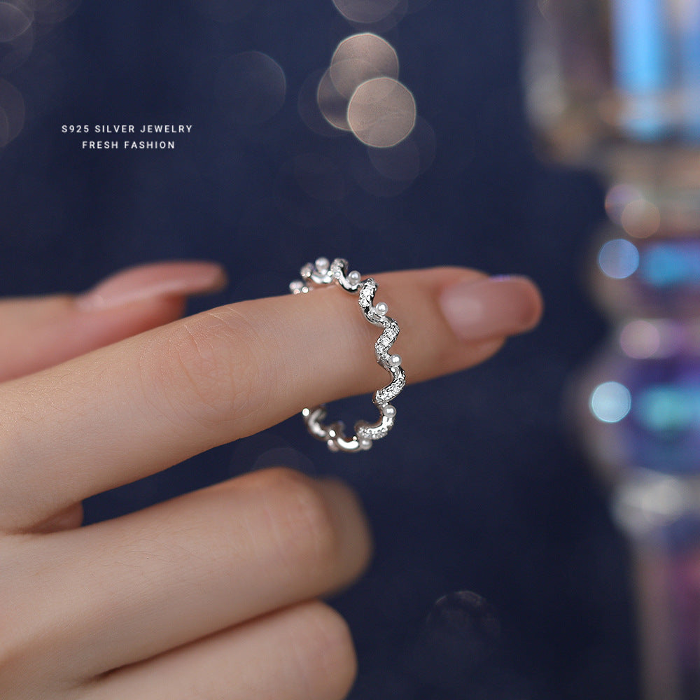 C廠 韓國韓版波浪珍珠S925純銀戒指 批發 折扣@洽客服 25.11.W3「K2413」