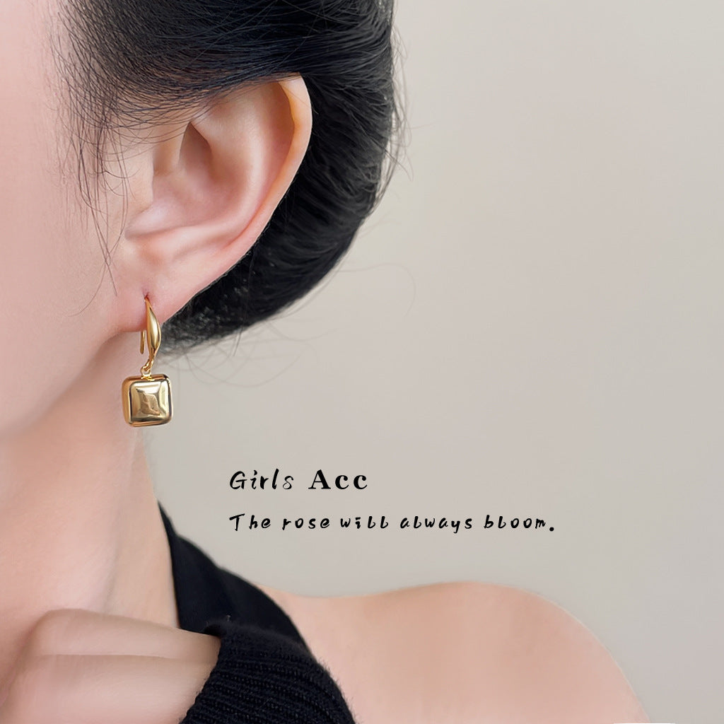 A廠 日韓款 幾何方糖電鍍18k金銀針耳環 批發 折扣@洽客服 25.11.W1「6781」