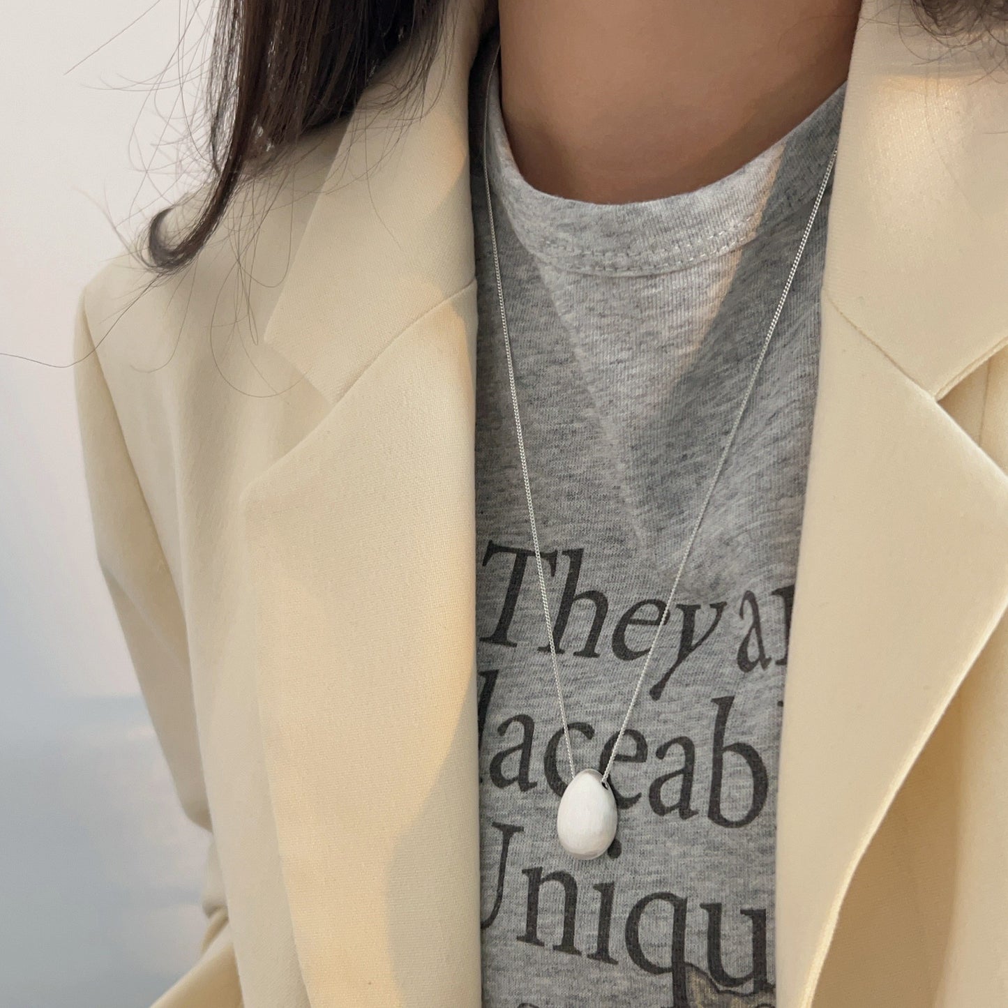 C3廠 韓國韓版S925純銀｜幾何水滴形拉絲項鍊 批發 折扣@洽客服 26.02.W3「HXL274」