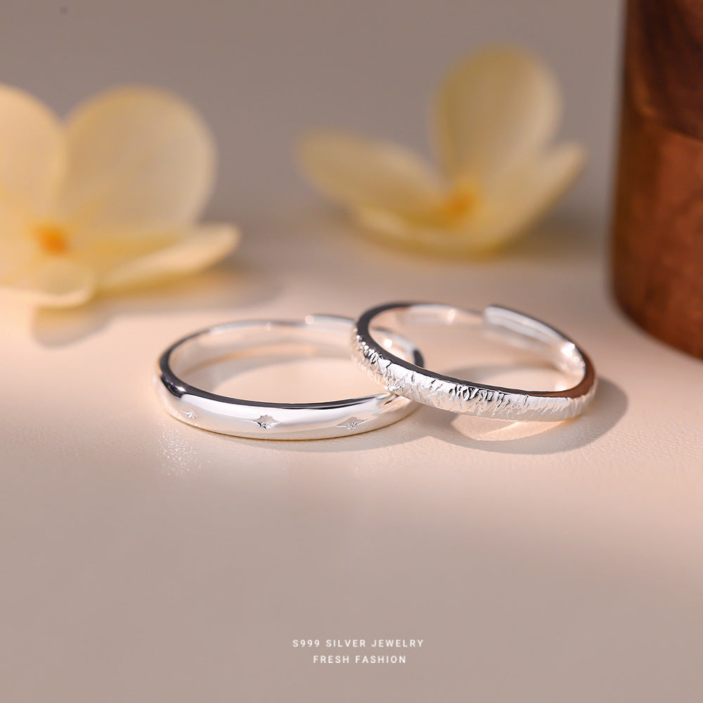 C廠 韓國韓版滿天星情侶S999純銀戒指 批發 折扣@洽客服 25.12.W1「K2429 K2430」