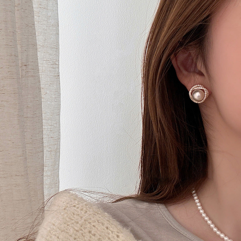 A2廠 日韓款鋯石幾何圓形珍珠銀針耳環 批發 折扣@洽客服 25.11.W4「HE29006」