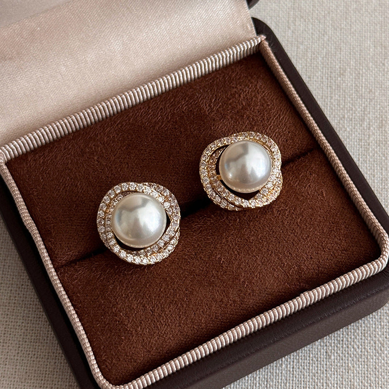 A2廠 日韓款鋯石幾何圓形珍珠銀針耳環 批發 折扣@洽客服 25.11.W4「HE29006」